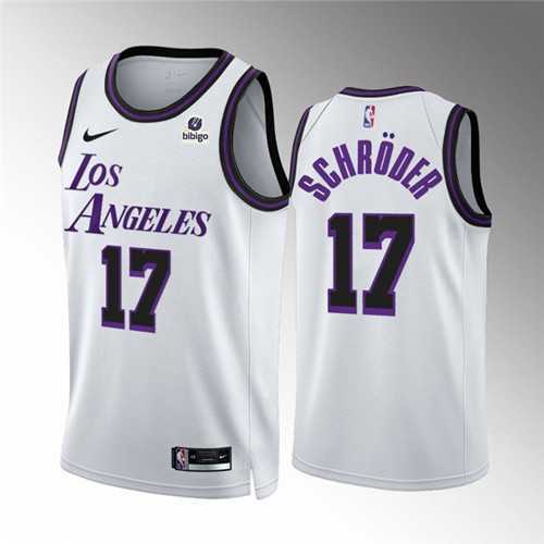 Men%27s Los Angeles Lakers #17 Dennis Schroder White City Edition Stitched Basketball Jersey Dzhi